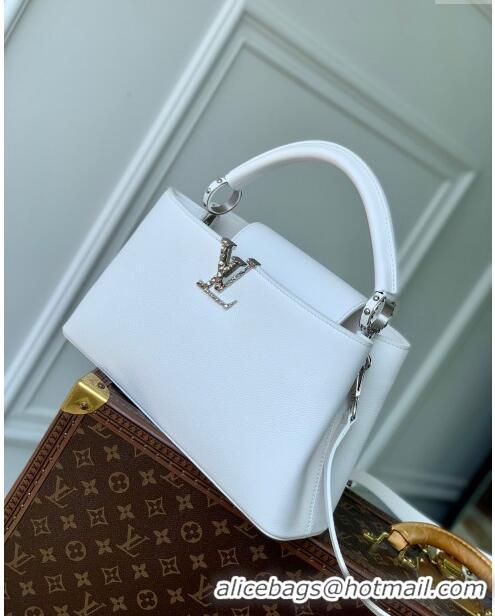 Buy Cheap Louis Vuitton East West Capucines BB Bag in Taurillon Leather M24666 White 2024