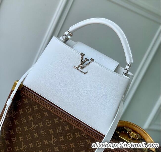 Buy Cheap Louis Vuitton East West Capucines BB Bag in Taurillon Leather M24666 White 2024