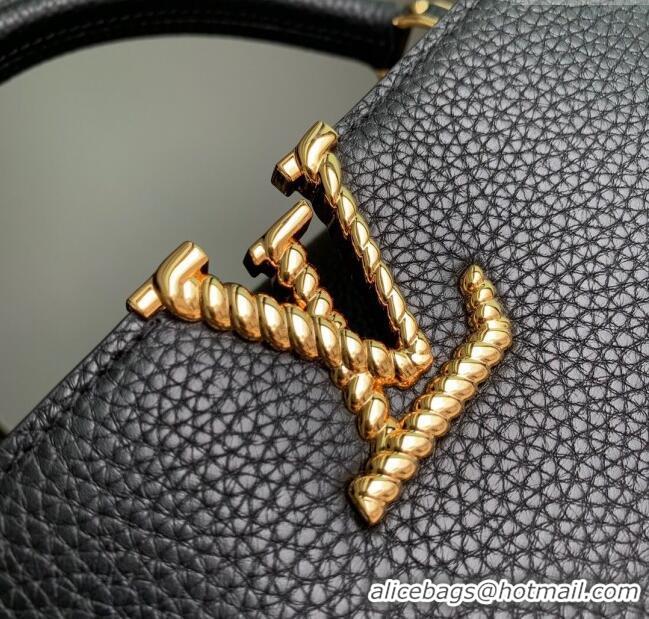 Best Quality Louis Vuitton Capucines Mini Bag in Taurillon Leather M24673 Black 2024