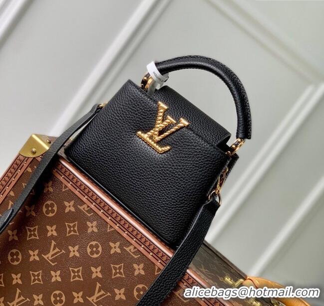 Best Quality Louis Vuitton Capucines Mini Bag in Taurillon Leather M24673 Black 2024