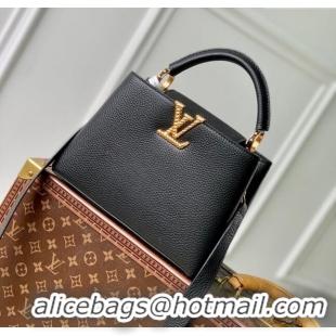 Grade Discount Louis Vuitton Capucines BB Bag in Taurillon Leather M24673 Black 2024