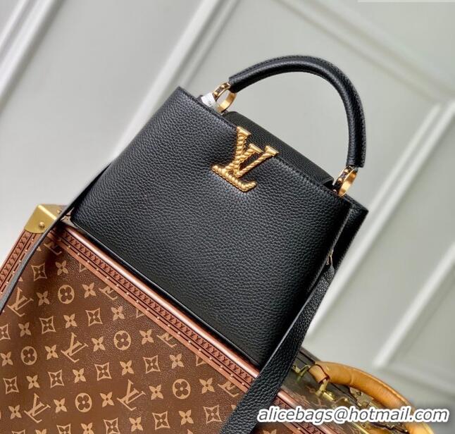 Grade Discount Louis Vuitton Capucines BB Bag in Taurillon Leather M24673 Black 2024