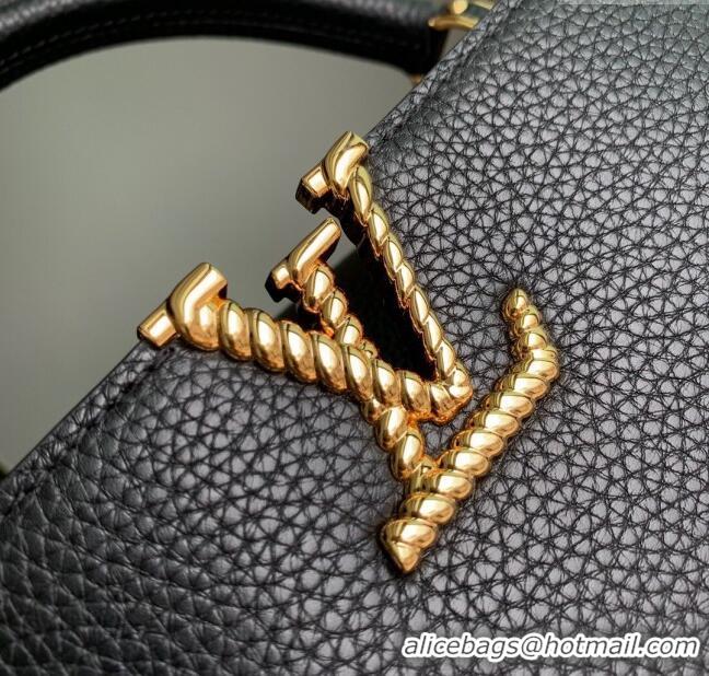 Grade Discount Louis Vuitton Capucines BB Bag in Taurillon Leather M24673 Black 2024