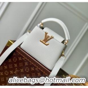 Reasonable Price Louis Vuitton Capucines Mini Bag in Taurillon Leather M24673 White 2024