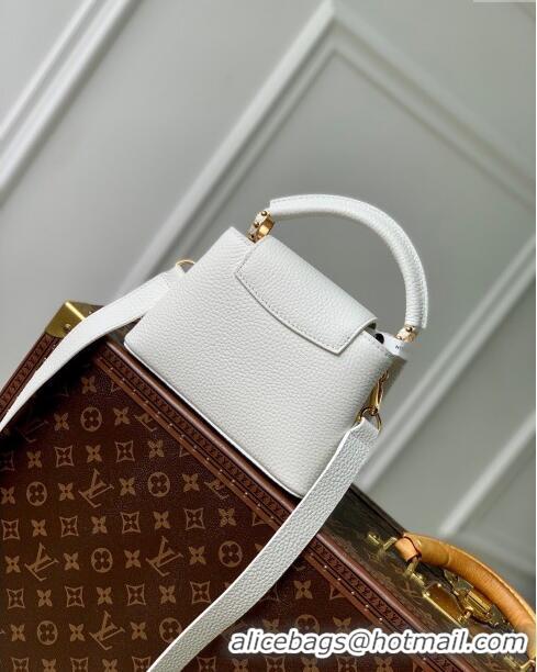 Reasonable Price Louis Vuitton Capucines Mini Bag in Taurillon Leather M24673 White 2024