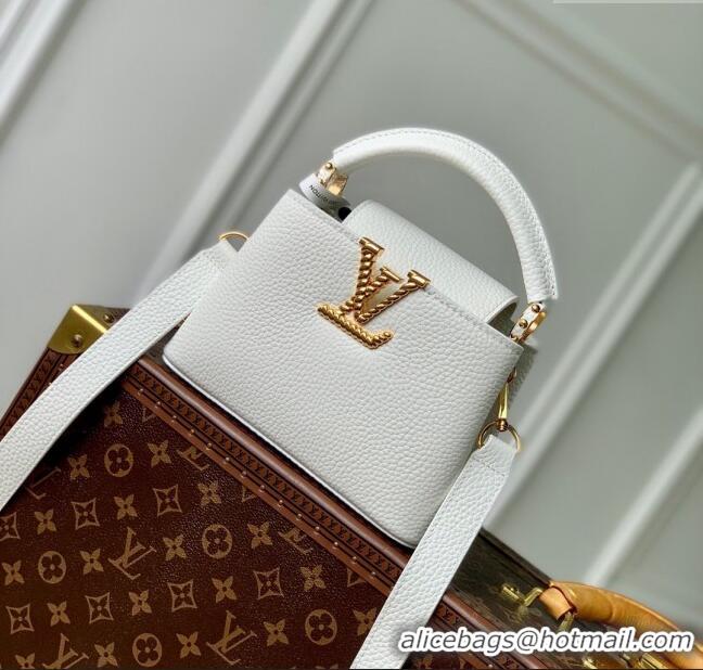 Reasonable Price Louis Vuitton Capucines Mini Bag in Taurillon Leather M24673 White 2024