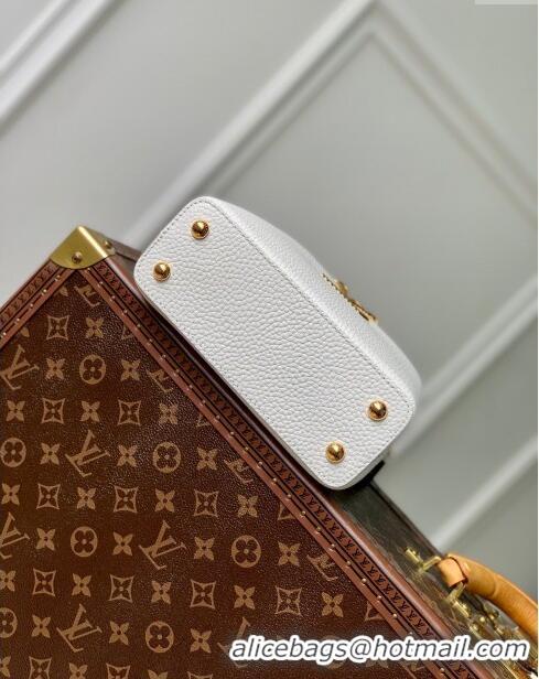 Reasonable Price Louis Vuitton Capucines Mini Bag in Taurillon Leather M24673 White 2024