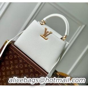 Top Quality Louis Vuitton Capucines BB Bag in Taurillon Leather M24673 White 2024