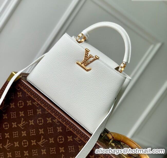 Top Quality Louis Vuitton Capucines BB Bag in Taurillon Leather M24673 White 2024