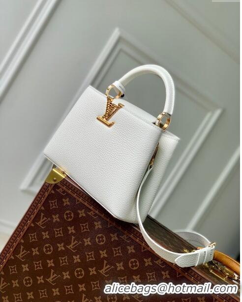 Top Quality Louis Vuitton Capucines BB Bag in Taurillon Leather M24673 White 2024