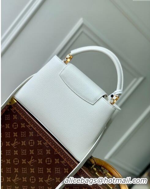 Top Design Louis Vuitton Capucines MM Bag in Taurillon Leather M24673 White 2024