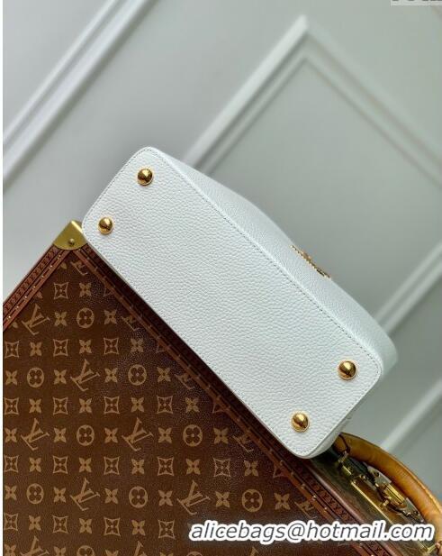 Top Design Louis Vuitton Capucines MM Bag in Taurillon Leather M24673 White 2024