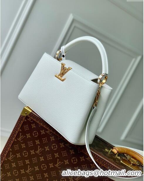 Top Design Louis Vuitton Capucines MM Bag in Taurillon Leather M24673 White 2024