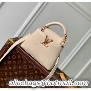 Free Shipping Louis Vuitton Capucines Mini Bag in Taurillon Leather M23944 Beige 2024