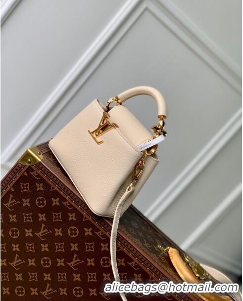 Free Shipping Louis Vuitton Capucines Mini Bag in Taurillon Leather M23944 Beige 2024