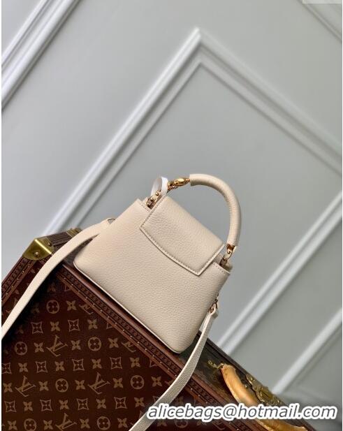 Free Shipping Louis Vuitton Capucines Mini Bag in Taurillon Leather M23944 Beige 2024