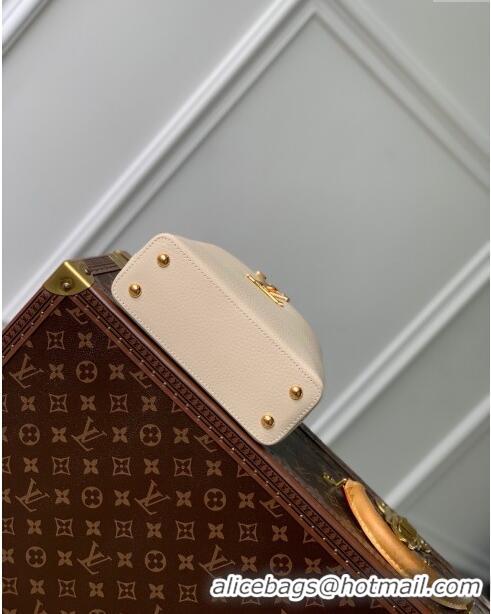 Free Shipping Louis Vuitton Capucines Mini Bag in Taurillon Leather M23944 Beige 2024