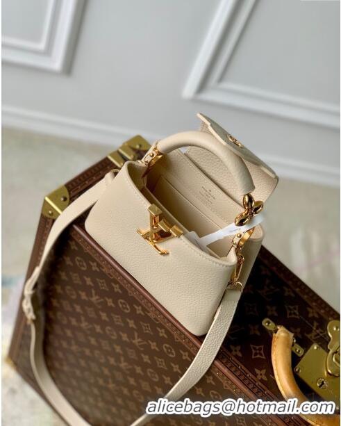 Free Shipping Louis Vuitton Capucines Mini Bag in Taurillon Leather M23944 Beige 2024