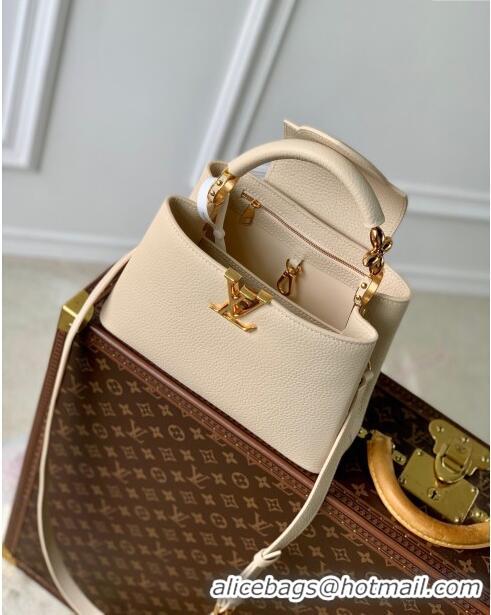 Top Grade Louis Vuitton Capucines BB Bag in Taurillon Leather M23944 Beige 2024