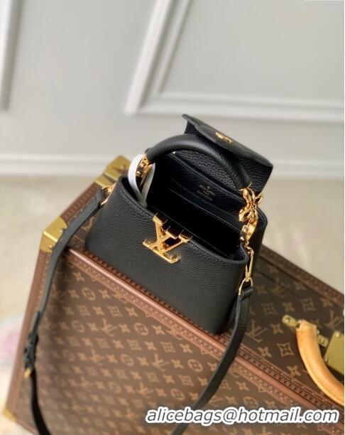 Famous Brand Louis Vuitton Capucines Mini Bag in Taurillon Leather M23943 Black 2024