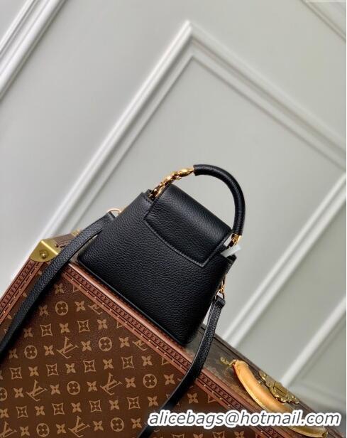 Famous Brand Louis Vuitton Capucines Mini Bag in Taurillon Leather M23943 Black 2024