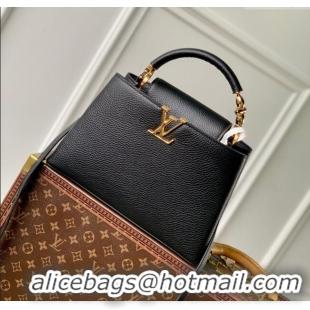 Luxury Cheap Louis Vuitton Capucines MM Bag in Taurillon Leather M23943 Black 2024