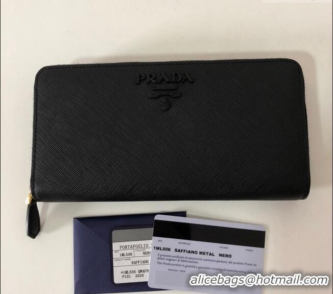 Reasonable Price Prada Large Saffiano Leather Wallet 1ML506 Black