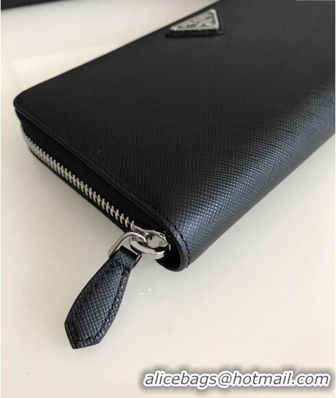 Good Taste Prada Large Saffiano Leather Wallet 1ML506 Black Silver