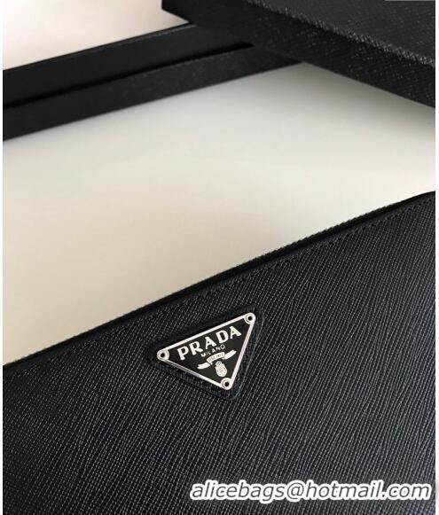 Good Taste Prada Large Saffiano Leather Wallet 1ML506 Black Silver