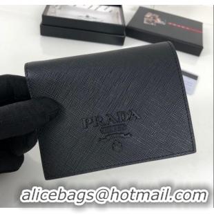 Reasonable Price Prada Small Saffiano Leather Wallet 1MV204 Black