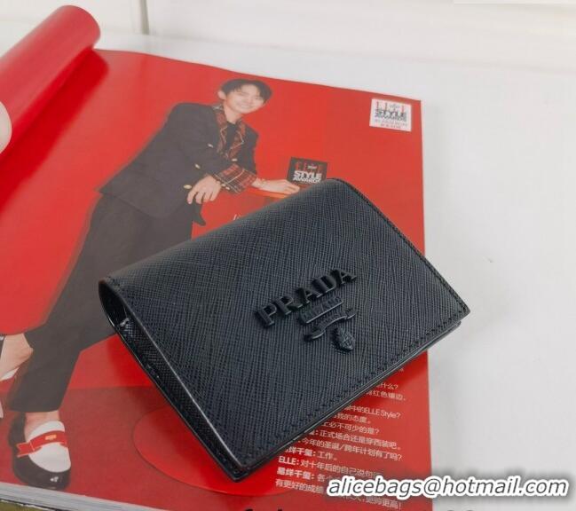 Trendy Design Prada Small Saffiano Leather Wallet 1MO204 Black