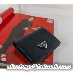 Super Quality Prada Small Saffiano Leather Wallet 1MO204 Black