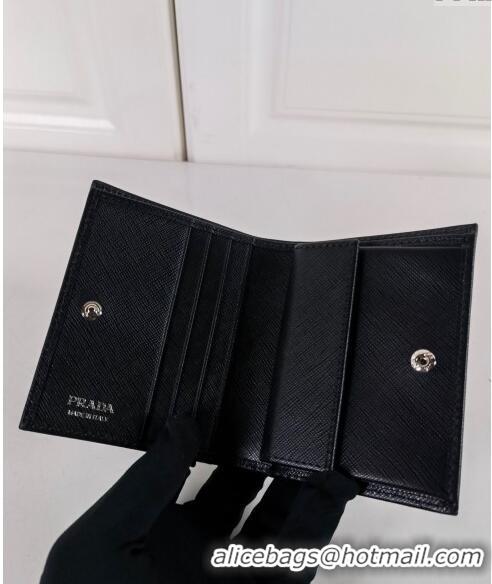 Super Quality Prada Small Saffiano Leather Wallet 1MO204 Black