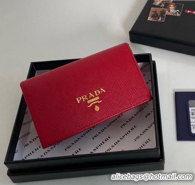 Well Crafted Prada Saffiano Leather Card Holder Wallet 1MC122 Fiery Red