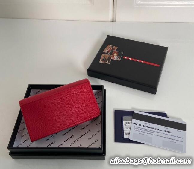 Well Crafted Prada Saffiano Leather Card Holder Wallet 1MC122 Fiery Red