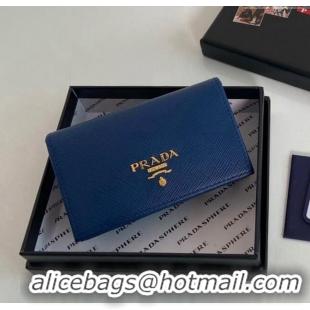 Buy Promotional Prada Saffiano Leather Card Holder Wallet 1MC122 Blue