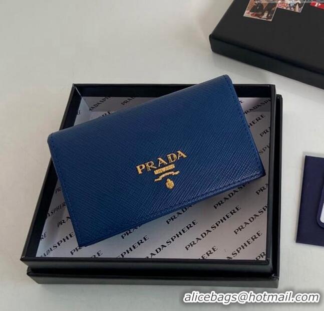 Buy Promotional Prada Saffiano Leather Card Holder Wallet 1MC122 Blue