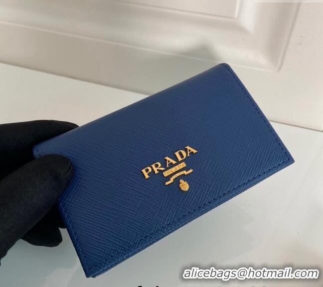 Buy Promotional Prada Saffiano Leather Card Holder Wallet 1MC122 Blue