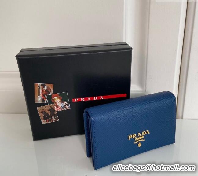 Buy Promotional Prada Saffiano Leather Card Holder Wallet 1MC122 Blue