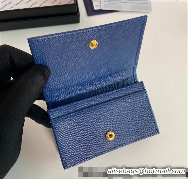 Buy Promotional Prada Saffiano Leather Card Holder Wallet 1MC122 Blue