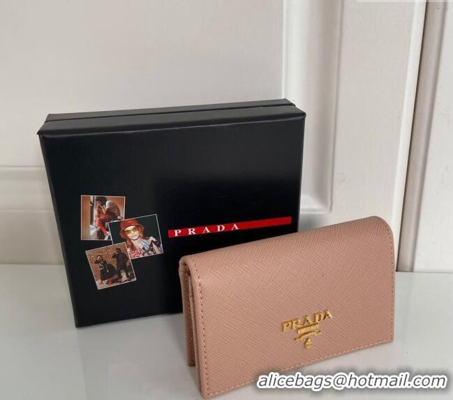 Best Quality Prada Saffiano Leather Card Holder Wallet 1MC122 Nude