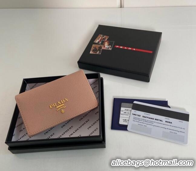 Best Quality Prada Saffiano Leather Card Holder Wallet 1MC122 Nude