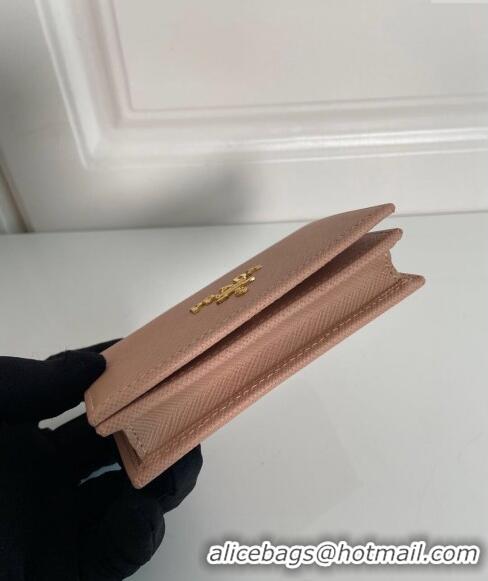 Best Quality Prada Saffiano Leather Card Holder Wallet 1MC122 Nude