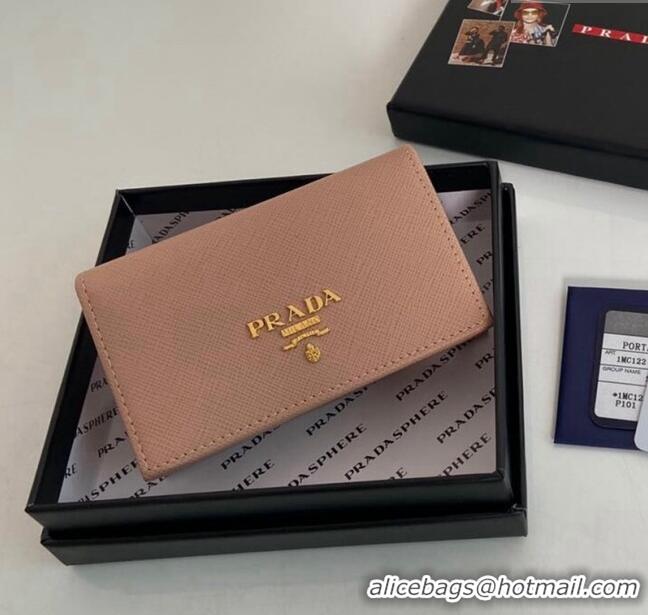 Best Quality Prada Saffiano Leather Card Holder Wallet 1MC122 Nude