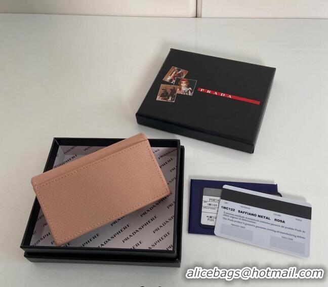 Best Quality Prada Saffiano Leather Card Holder Wallet 1MC122 Nude