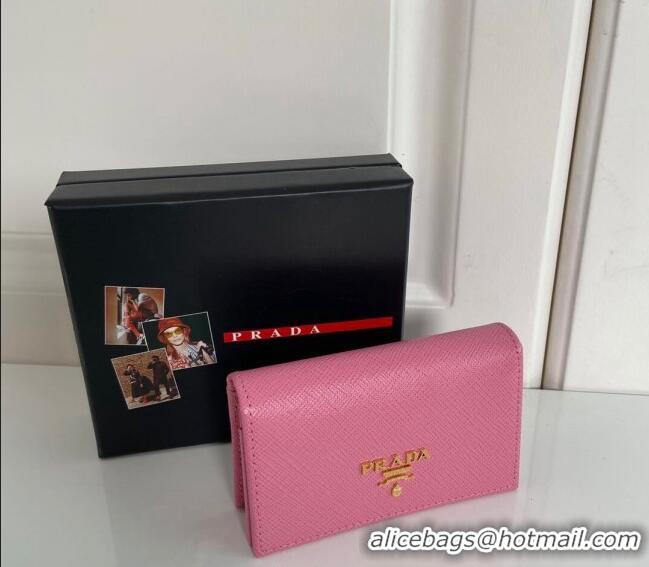 Traditional Specials Prada Saffiano Leather Card Holder Wallet 1MC122 Light Pink