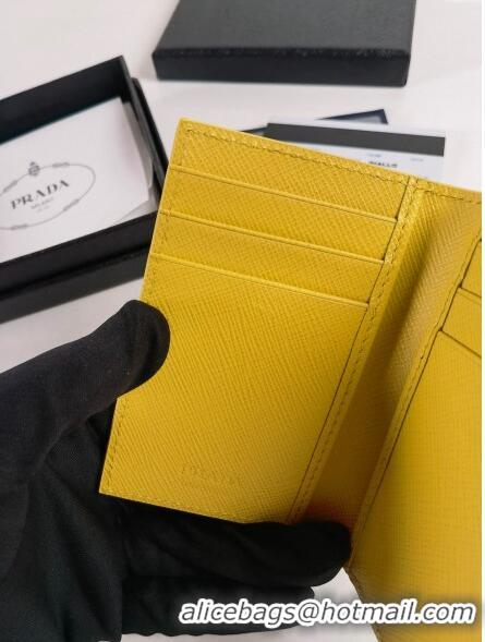 Well Crafted Prada Saffiano Leather Card Holder Wallet 2MC101 Yellow