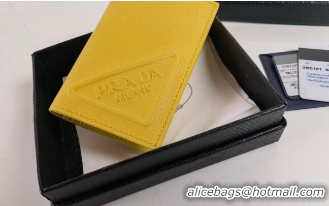 Well Crafted Prada Saffiano Leather Card Holder Wallet 2MC101 Yellow