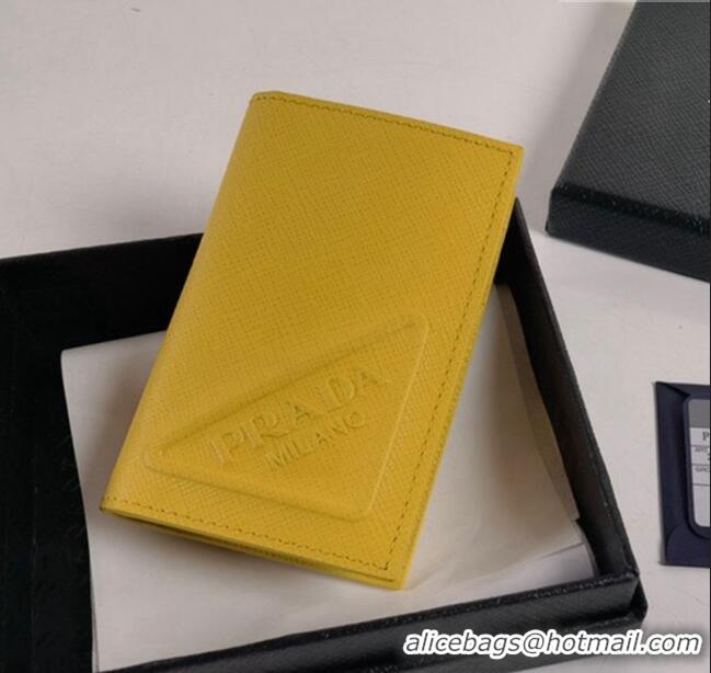 Well Crafted Prada Saffiano Leather Card Holder Wallet 2MC101 Yellow