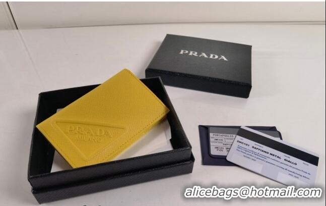 Well Crafted Prada Saffiano Leather Card Holder Wallet 2MC101 Yellow